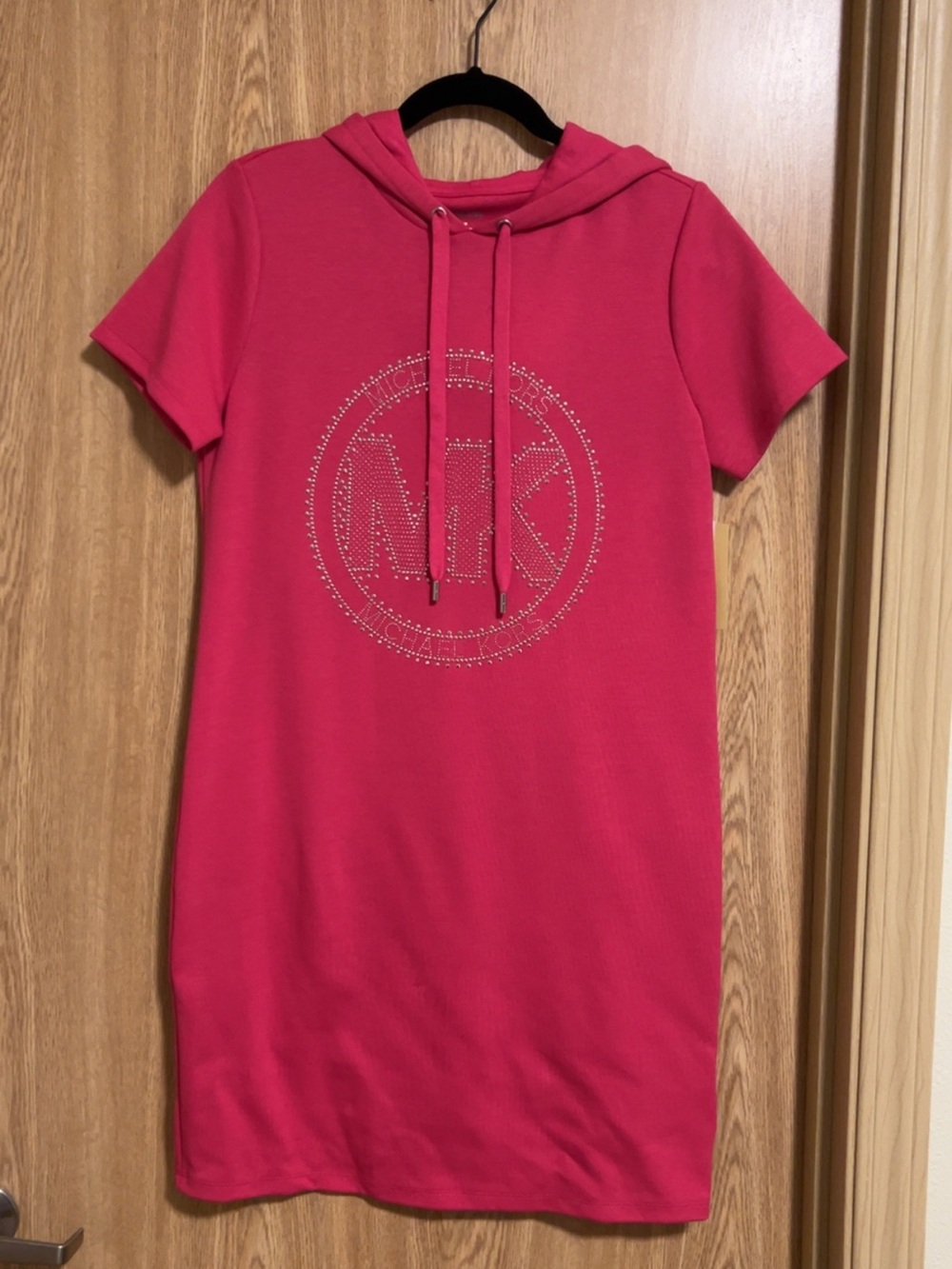 Michael Kors Studded Logo Cotton Blend Hoodie Dress